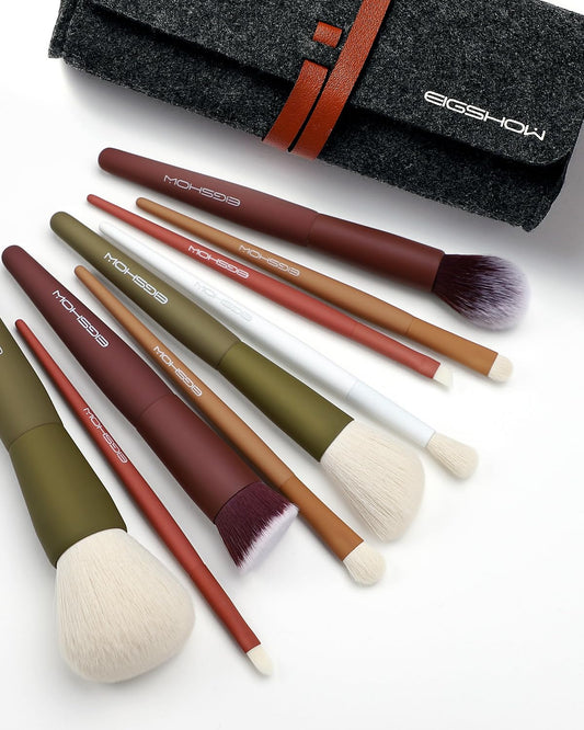 Make up Pinsel, EIGSHOW 5 Farben Kabuki Reise Make up Pinsel Set Mit Extraweichen Synthetischen Fasern Für Puder Rouge Concealer Zum Konturieren Und Hervorheben Von Anwendungen - Vegan