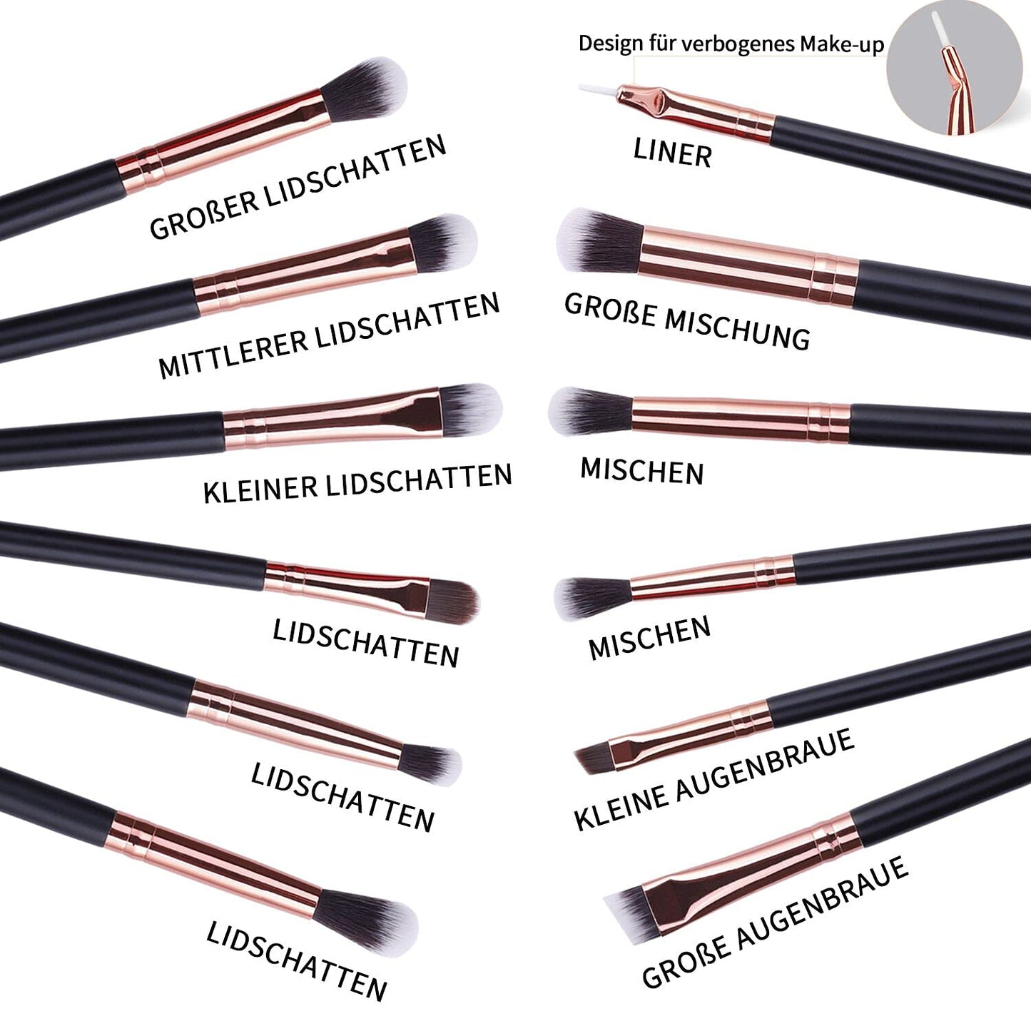 MSQ 12Pcs Augen Make-Up Pinsel Rauchig Lidschatten-Kontur-Kit Weich Haare Für Lidschatten, Augenbraue, Eyeliner, Blending, Am Besten Für Weihnachtsgeschenke - Rose Gold